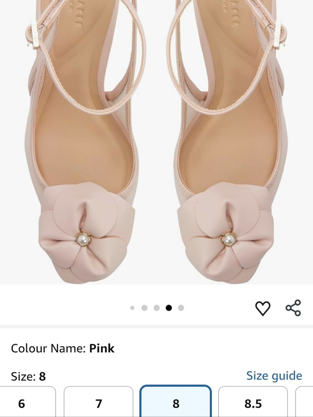 Ted Baker London Blush Pink Slingback Heels with Bow and Pearl - Picture 3 of 12